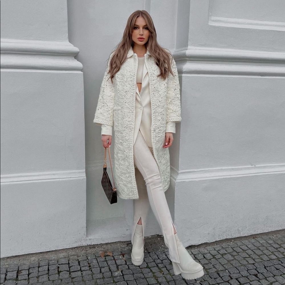 Zara Ecru Structured Wool Blend Coat - Picture 7 of 17